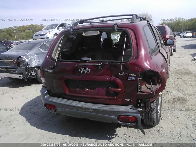 KM8SC73E15U990197 - 2005 HYUNDAI SANTA FE GLS/LX BURGUNDY photo 6