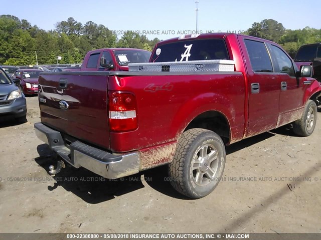 1FTPW14V07FB89703 - 2007 FORD F150 SUPERCREW BURGUNDY photo 4