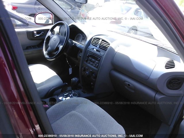 KM8SC73E25U005745 - 2005 HYUNDAI SANTA FE GLS/LX MAROON photo 5