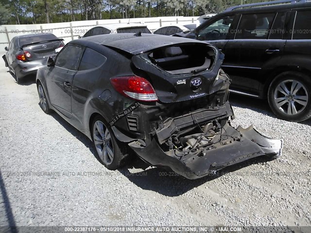 KMHTC6AD9DU109737 - 2013 HYUNDAI VELOSTER BLACK photo 3