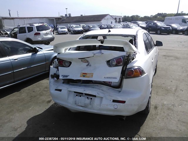 JA32U8FW9AU005360 - 2010 MITSUBISHI LANCER GTS WHITE photo 6