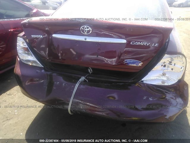 4T1BE32K34U350906 - 2004 TOYOTA CAMRY LE/XLE/SE 勃艮第红 照片 6