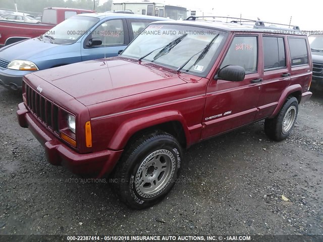 1J4FF68S8XL625010 - 1999 JEEP CHEROKEE SPORT/CLASSIC ბურგუნდია ფოტო 2