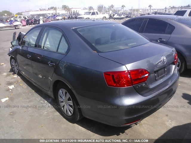 3VW2K7AJ7EM223107 - 2014 VOLKSWAGEN JETTA S GRAY photo 3