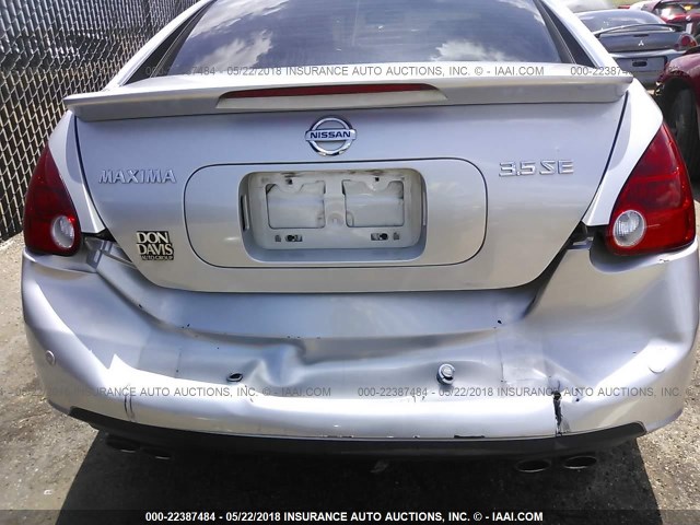 1N4BA41E28C819941 - 2008 NISSAN MAXIMA SE/SL SILVER photo 6