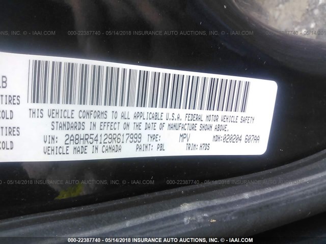 2A8HR54129R617999 - 2009 CHRYSLER TOWN & COUNTRY TOURING BLUE photo 9