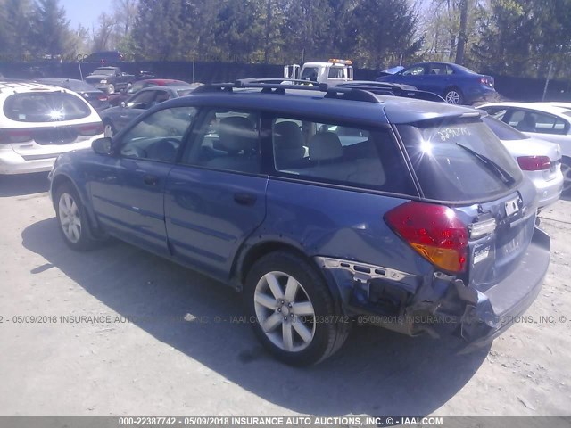 4S4BP61C477331869 - 2007 SUBARU LEGACY OUTBACK 2.5I BLUE photo 3