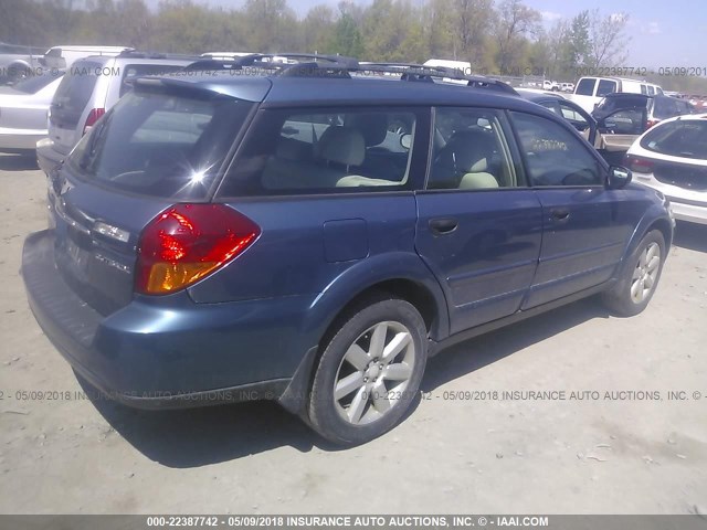 4S4BP61C477331869 - 2007 SUBARU LEGACY OUTBACK 2.5I BLUE photo 4