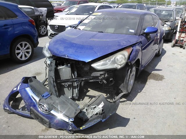 KMHTC6AD2EU198570 - 2014 HYUNDAI VELOSTER BLUE photo 2