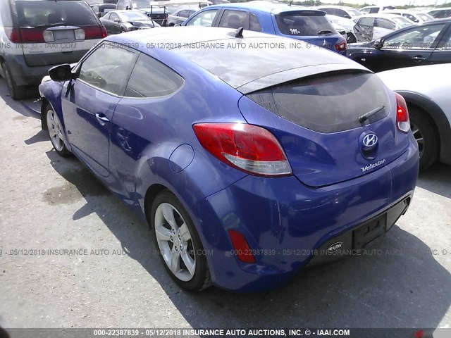 KMHTC6AD2EU198570 - 2014 HYUNDAI VELOSTER BLUE photo 3