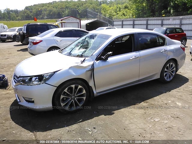 1HGCR2F54DA234094 - 2013 HONDA ACCORD SPORT SILVER photo 2