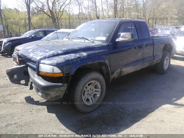 1D7GG32N63S354124 - 2003 DODGE DAKOTA SPORT Dark Blue photo 2