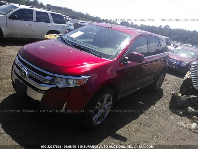 2FMDK3KCXBBA83373 - 2011 FORD EDGE LIMITED RED photo 2