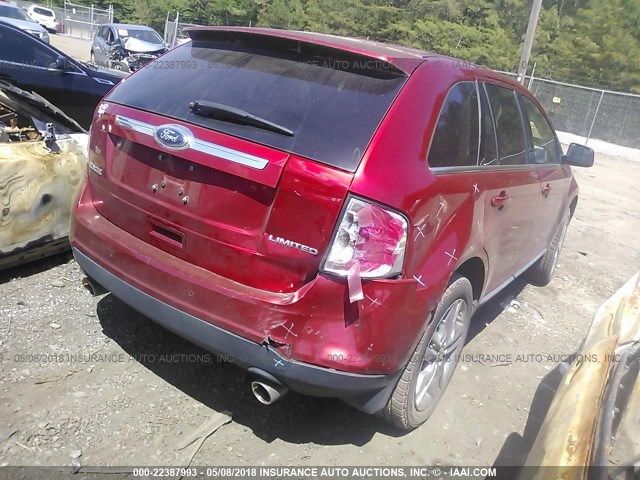 2FMDK3KCXBBA83373 - 2011 FORD EDGE LIMITED RED photo 4