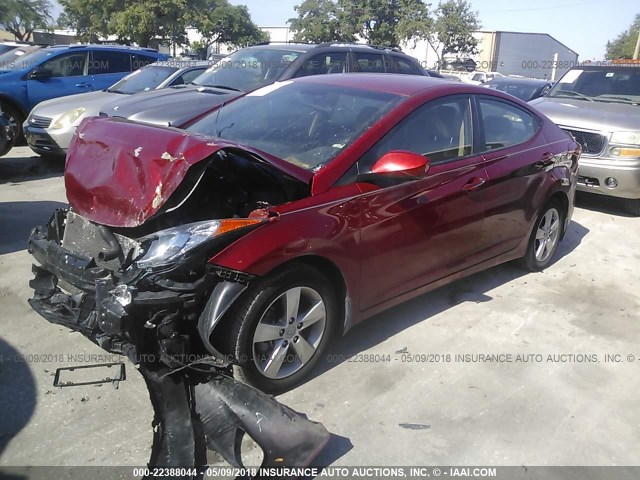 KMHDH4AE5DU864791 - 2013 HYUNDAI ELANTRA GLS/LIMITED RED photo 2