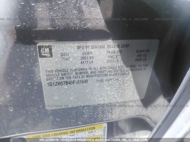 1G1ZH57B48F161845 - 2008 CHEVROLET MALIBU 1LT 灰色 照片 9