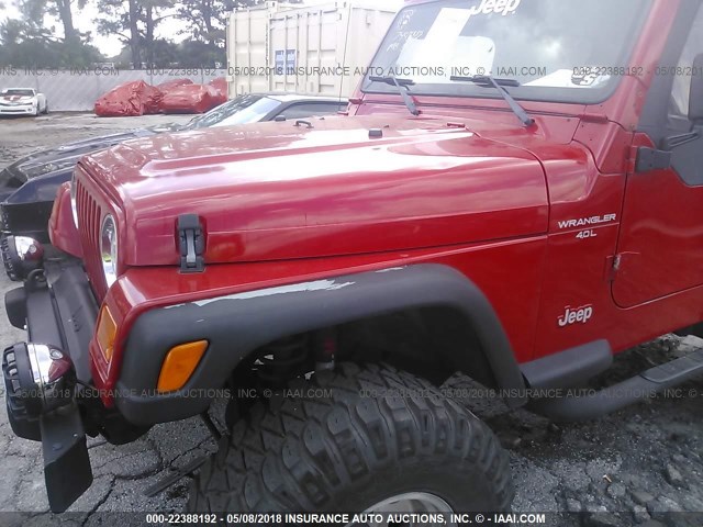 1J4FY19S7WP744542 - 1998 JEEP WRANGLER / TJ SPORT RED photo 6