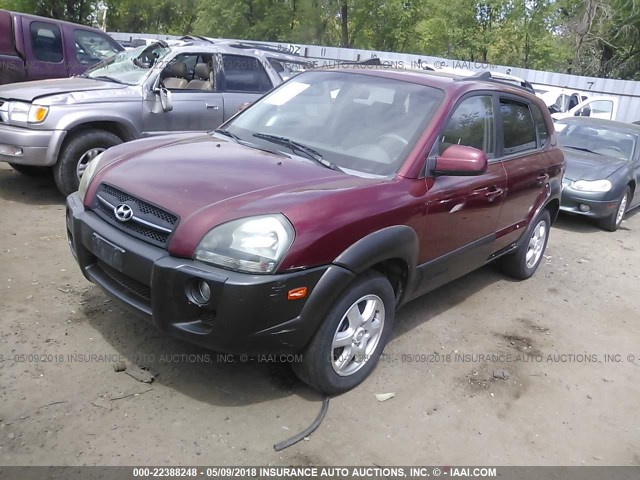 KM8JN12D25U134001 - 2005 HYUNDAI TUCSON GLS/LX MAROON photo 2