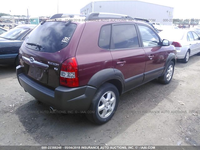 KM8JN12D25U134001 - 2005 HYUNDAI TUCSON GLS/LX MAROON photo 4