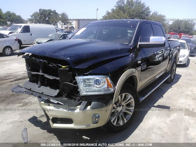 1C6RR6PT8ES223504 - 2014 RAM 1500 LONGHORN BLACK photo 2