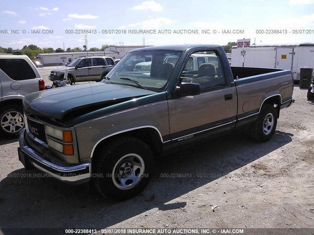 1GTEC14M3VZ542535 - 1997 GMC SIERRA C1500 GREEN photo 2