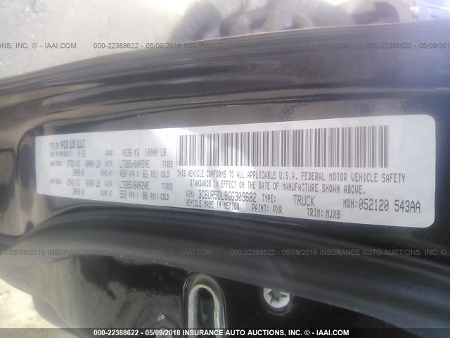 3C6UR5DL9GG309682 - 2016 RAM 2500 SLT BLACK photo 9
