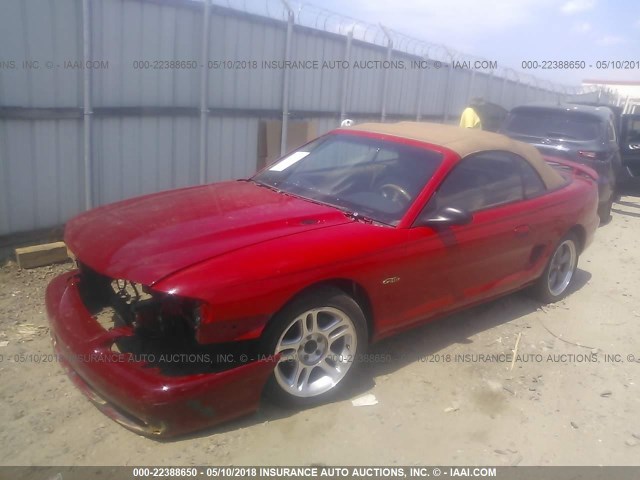 1FAFP45X2WF264268 - 1998 FORD MUSTANG GT RED photo 2