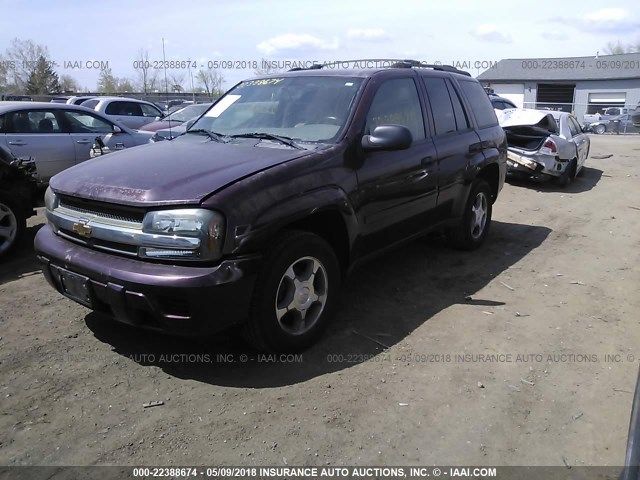 1GNDS13S872212987 - 2007 CHEVROLET TRAILBLAZER LS/LT MAROON photo 2