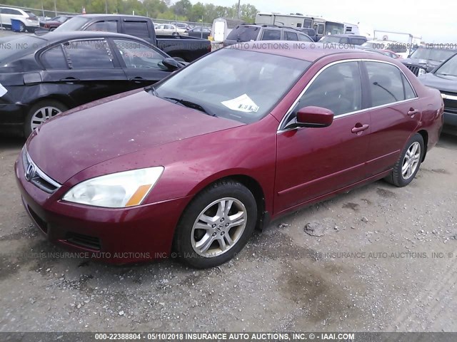 1HGCM56397A219139 - 2007 HONDA ACCORD SE MAROON photo 2