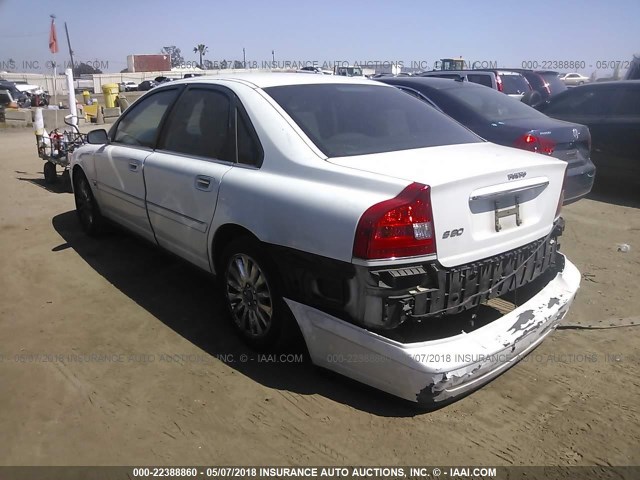 YV1TS592561439149 - 2006 VOLVO S80 2.5T WHITE photo 3