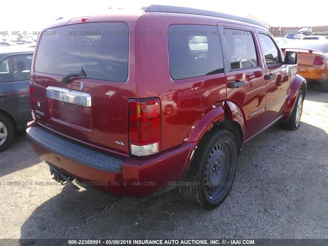 1D8GT58617W723473 - 2007 DODGE NITRO R/T RED photo 4