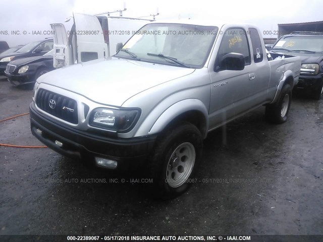 5TEWN72N44Z339508 - 2004 TOYOTA TACOMA XTRACAB SILVER photo 2