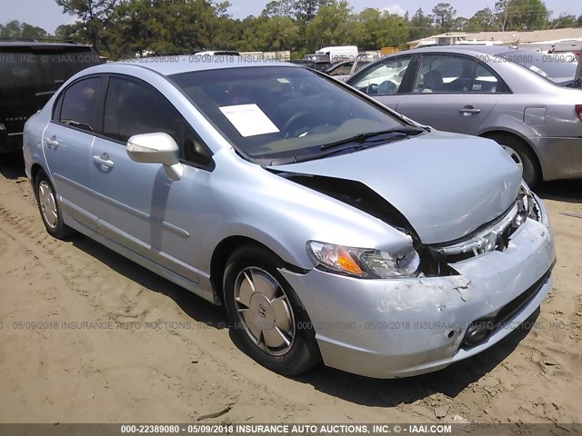 JHMFA36258S006988 - 2008 HONDA CIVIC HYBRID Light Blue photo 1