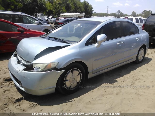 JHMFA36258S006988 - 2008 HONDA CIVIC HYBRID Light Blue photo 2