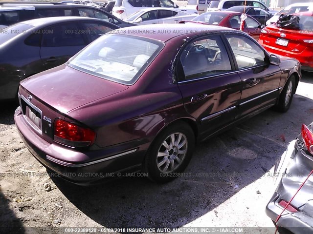 KMHWF35H84A961529 - 2004 HYUNDAI SONATA GLS/LX MAROON photo 4