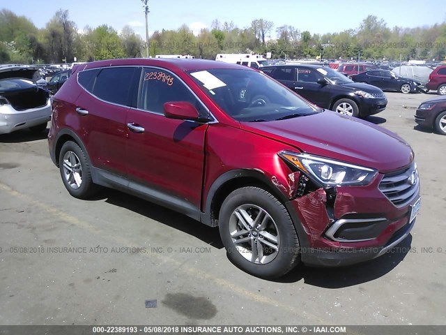 5XYZTDLB6JG525787 - 2018 HYUNDAI SANTA FE SPORT  MAROON photo 1