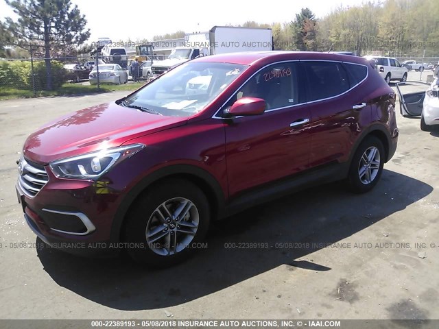 5XYZTDLB6JG525787 - 2018 HYUNDAI SANTA FE SPORT  MAROON photo 2