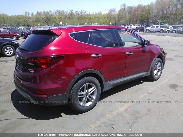 5XYZTDLB6JG525787 - 2018 HYUNDAI SANTA FE SPORT  MAROON photo 4