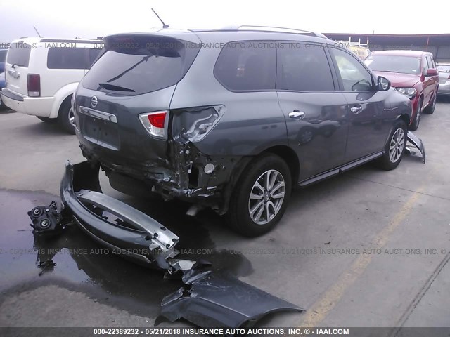 5N1AR2MN0FC706657 - 2015 NISSAN PATHFINDER S/SV/SL/PLATINUM SILVER photo 4