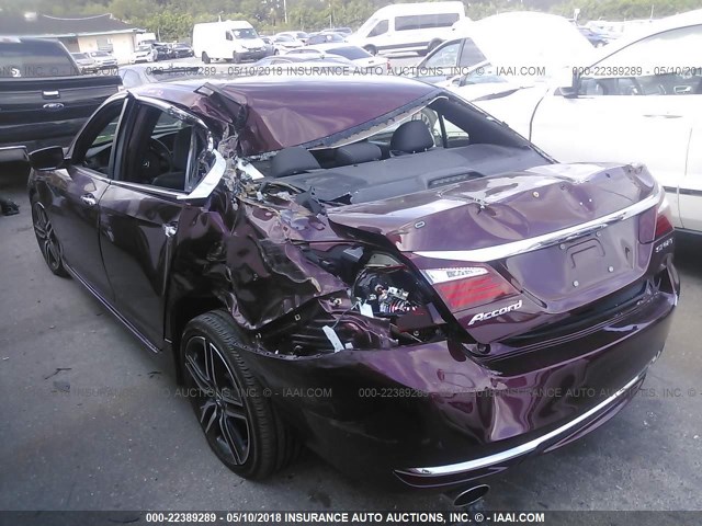 1HGCR2F53HA030991 - 2017 HONDA ACCORD SPORT 栗色 照片 3