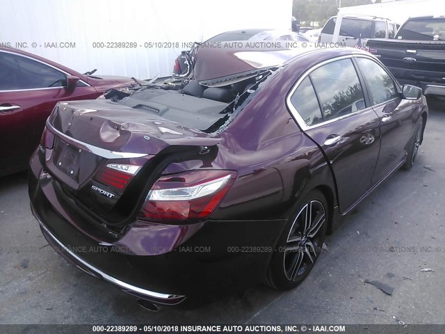 1HGCR2F53HA030991 - 2017 HONDA ACCORD SPORT 栗色 照片 4