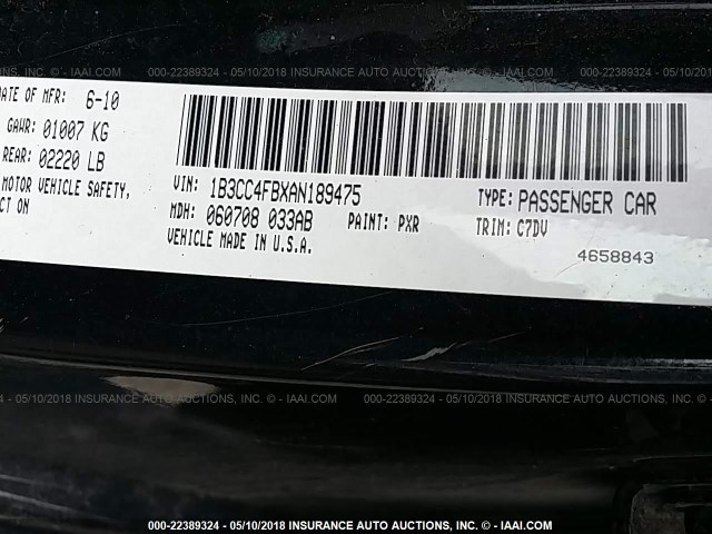 1B3CC4FBXAN189475 - 2010 DODGE AVENGER SXT BLACK photo 9