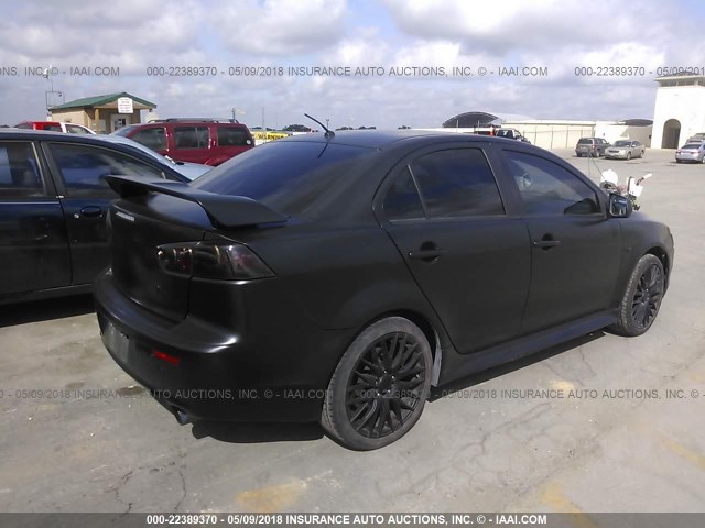 JA32U8FW8BU035323 - 2011 MITSUBISHI LANCER GTS BLACK photo 4