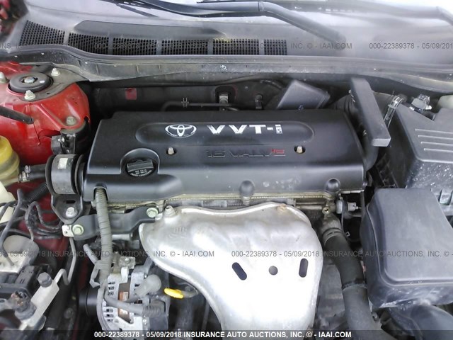 4T1BE46K47U049999 - 2007 TOYOTA CAMRY NEW GENERAT CE/LE/XLE/SE RED photo 10