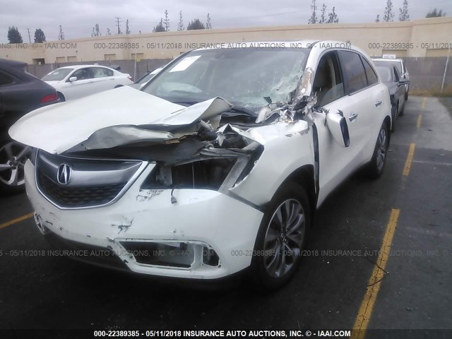 5FRYD3H44EB017231 - 2014 ACURA MDX TECHNOLOGY WHITE photo 2
