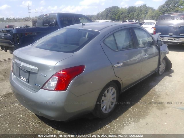 3N1CN7APXCL902992 - 2012 NISSAN VERSA S/SV/SL GRAY photo 4