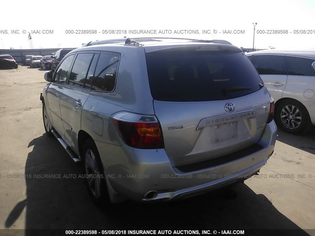 JTEES42A282060970 - 2008 TOYOTA HIGHLANDER LIMITED SILVER photo 3