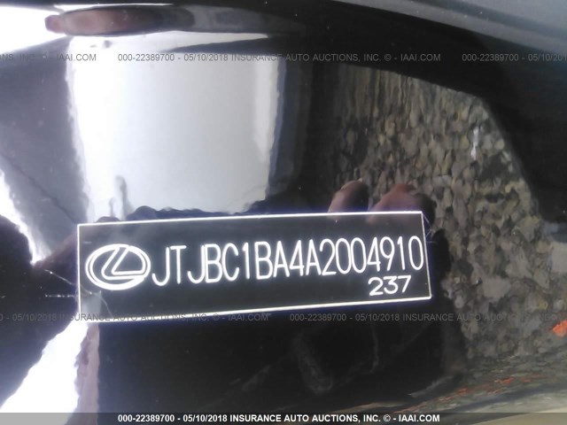 JTJBC1BA4A2004910 - 2010 LEXUS RX 450 BLACK photo 9