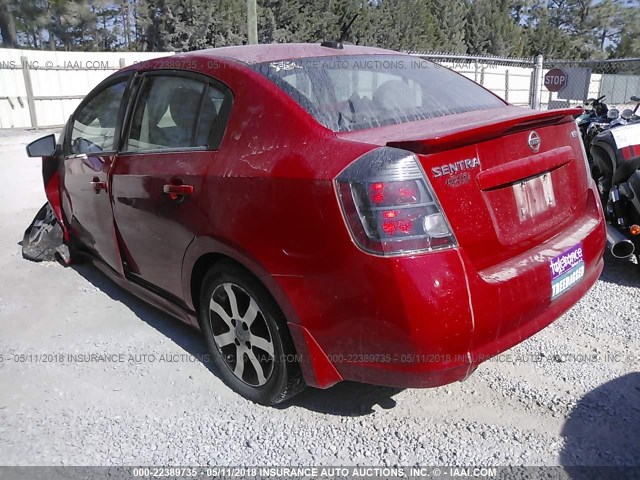 3N1AB6AP2CL678482 - 2012 NISSAN SENTRA 2.0/2.0S/SR/2.0SL RED photo 3