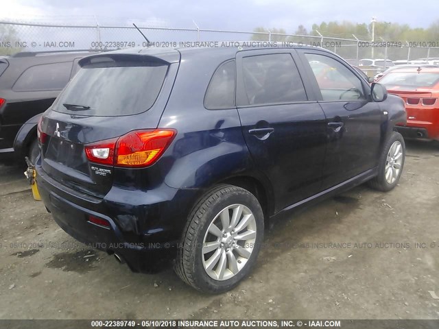 JA4AP4AUXBZ004235 - 2011 MITSUBISHI OUTLANDER SPORT SE Dark Blue photo 4